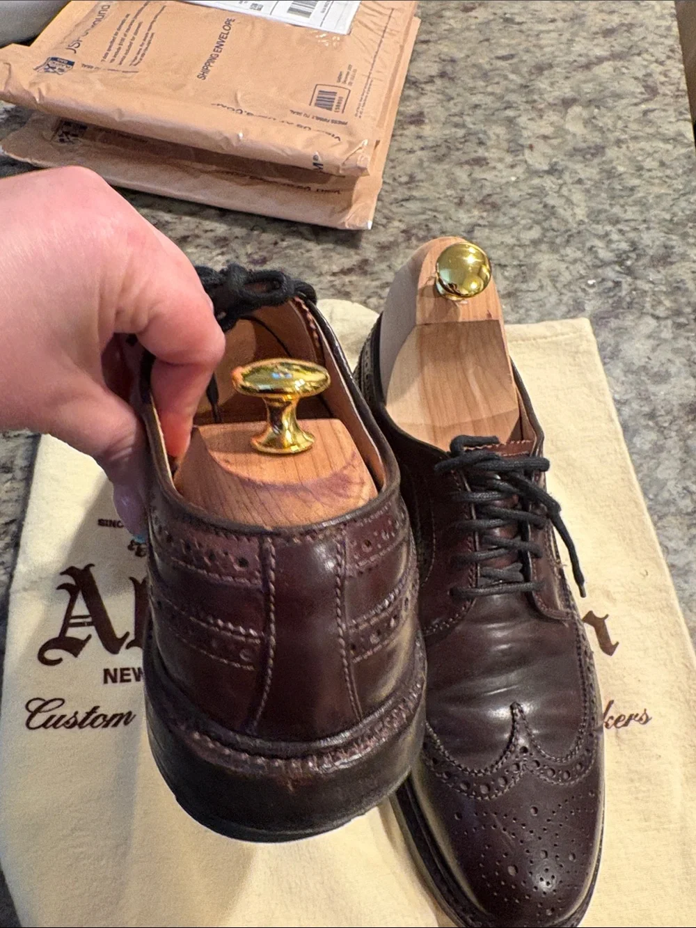 Alden Men's Burgundy Wingtip Derby Shoes